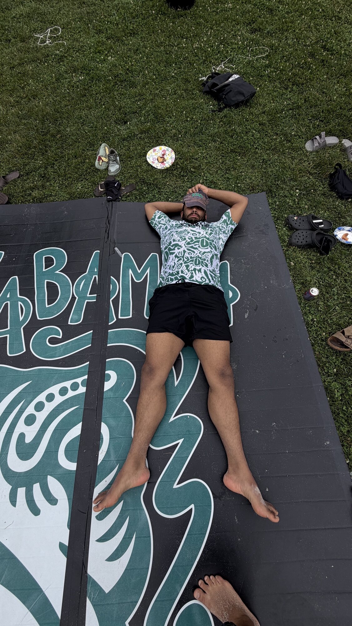 Post-cookout nap on the mat