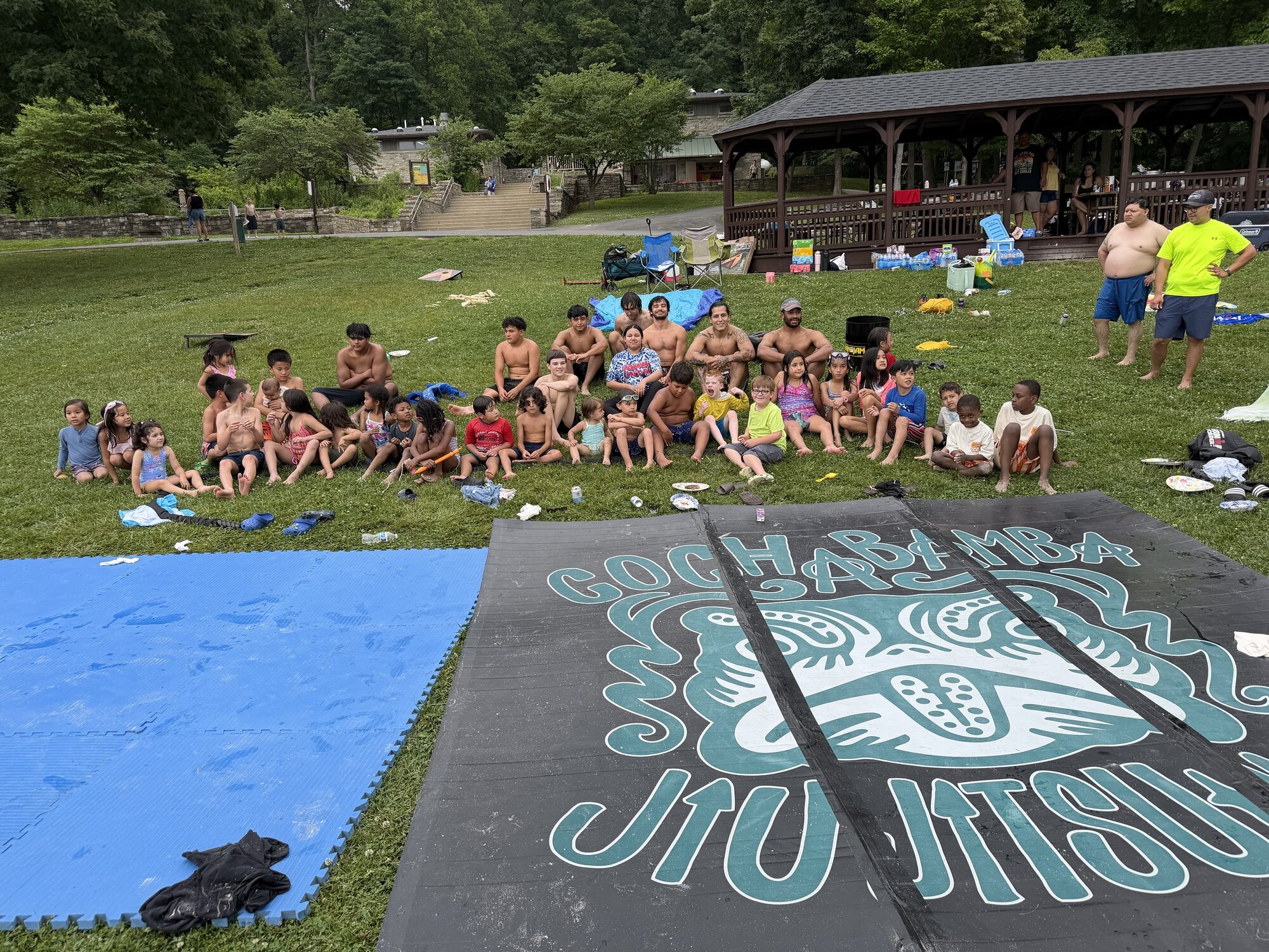 The whole crew at the lake